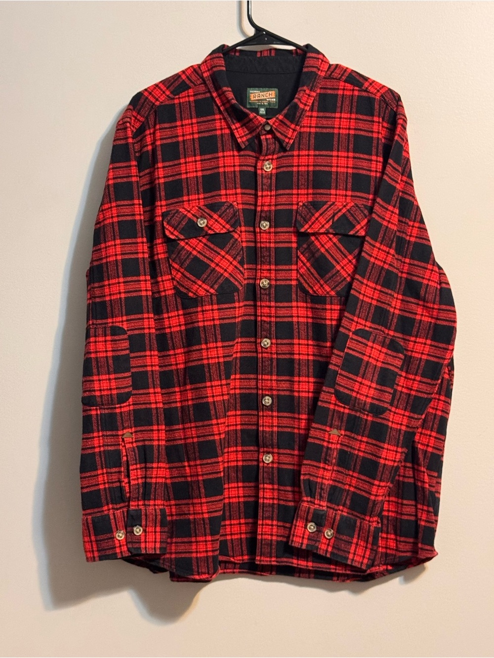 Tecovas Ranch Wear Men’s XXL Red Black Plaid Heavyweight Flannel Shirt